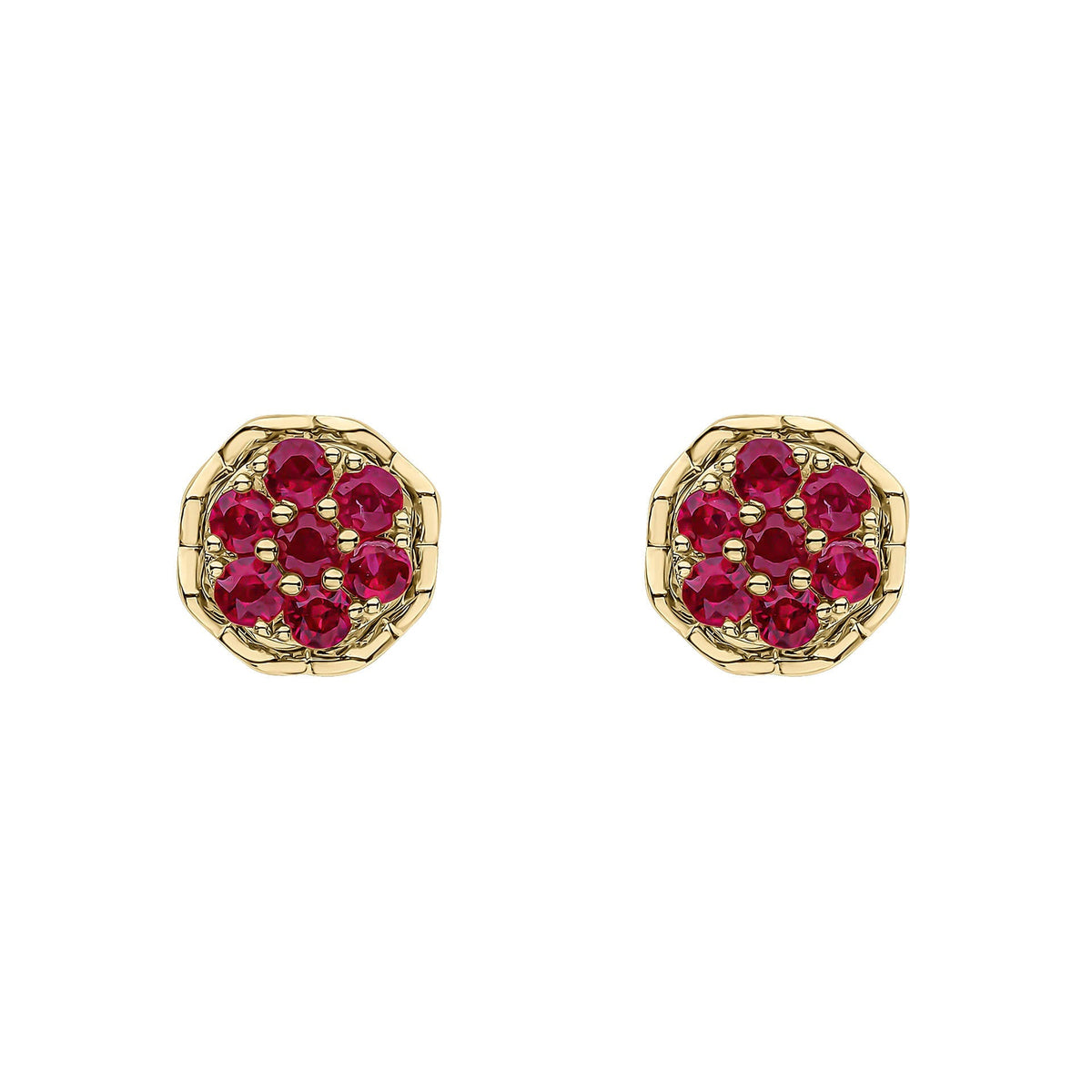 Elements Gold Seven Stone Ruby Cluster Earrings-0