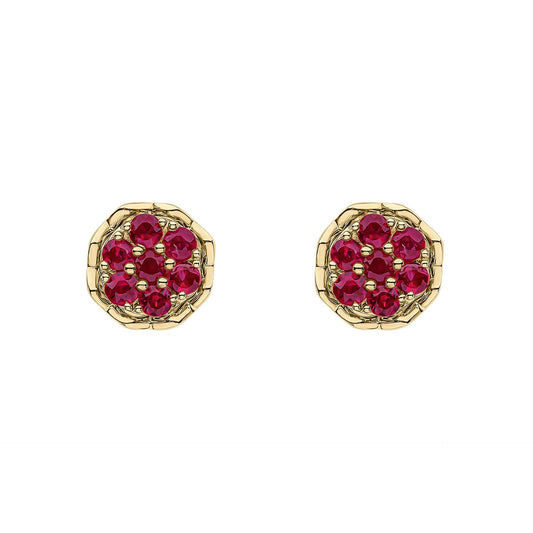 Elements Gold Seven Stone Ruby Cluster Earrings-0
